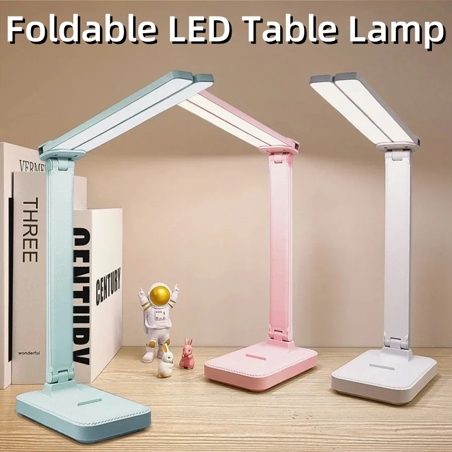 โคมไฟตั้งโต๊ะพับได้ USB ชาร์จอ่านโคมไฟตั้งโต๊ะ LED 3 ระดับหรี่แสงได้เซ็นเซอร์สัมผัสป้องกันดวงตาสําหรับห้องนอนสํานักงานข้างเตียง