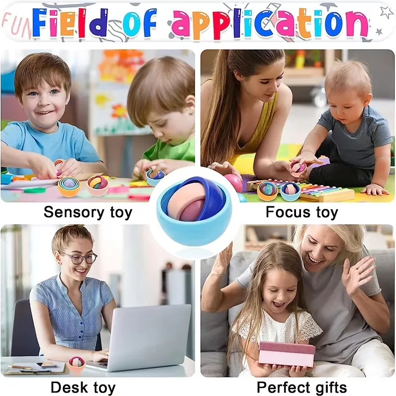 Zabawny nieskończony żyroskop 3D z kulką Fidget Zabawki dla dzieci Nastolatki Chłopcy Dziewczynki Dorośli ADHD Autyzm Łagodzi stres Palec Gyro Spinner