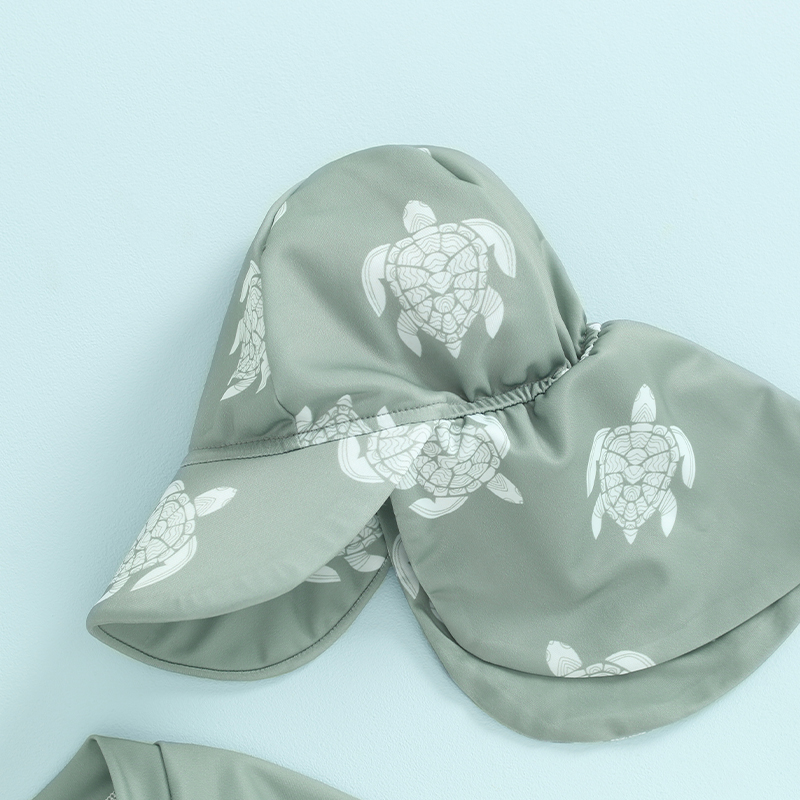 Купальник Tregren для маленьких мальчиков, купальный костюм с длинными рукавами и принтом черепахи/динозавра, купальный костюм для младенцев, купальный костюм с шапочками для плавания, пляжная одежда