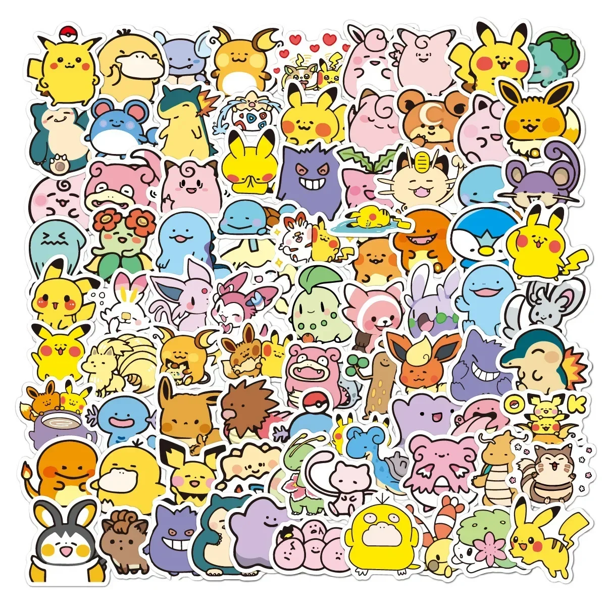 100 pçs bonito anime pokemon dos desenhos animados adesivos para portátil motocicleta papelaria diy crianças brinquedos graffiti adesivo decoração