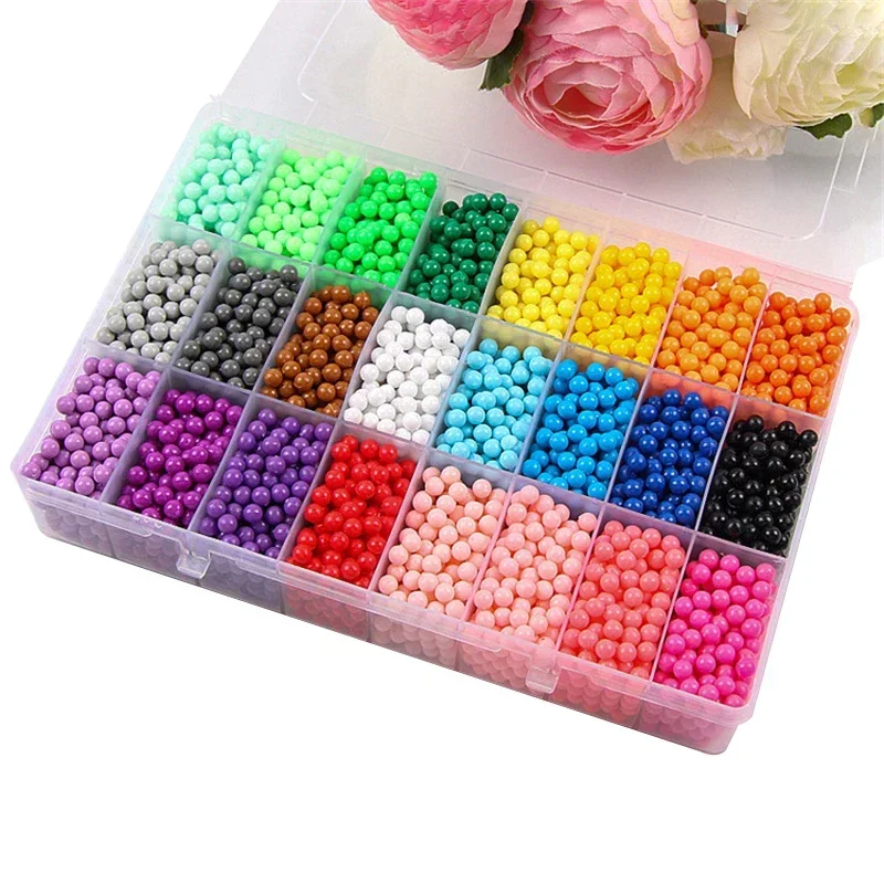 5Mm DIY Phun Nước Hạt 24 Màu Đổ Hạt Xếp Hình Pha Lê Trận Bóng Aqumosaic Đồ Chơi Ảo Thuật Cho Trẻ Em manualidades