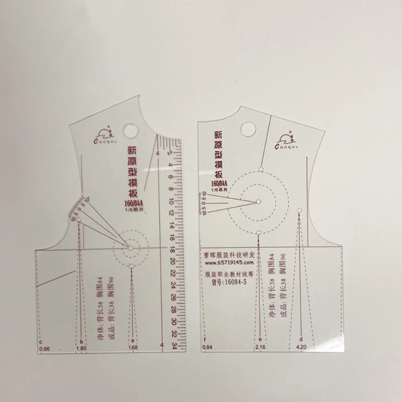 3-Pcs 1:5 Transparent Women Cloth Design Ruler Drafting Template Clothing Prototype Ruler Tool for Making for Doll T