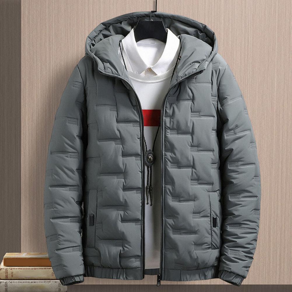 Cortavientos de invierno para hombre, chaqueta gruesa acolchada de algodón con capucha, ropa de abrigo a prueba de frío, abrigo acolchado ligero informal para exteriores para hombre