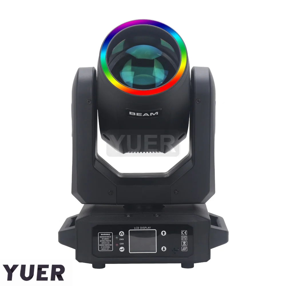 200w led movendo a cabeça luz com feixe de anel + ponto + 18 prismas rotativos + arco-íris 12 gobo 8 efeito cor dj dmx luz palco barra discoteca