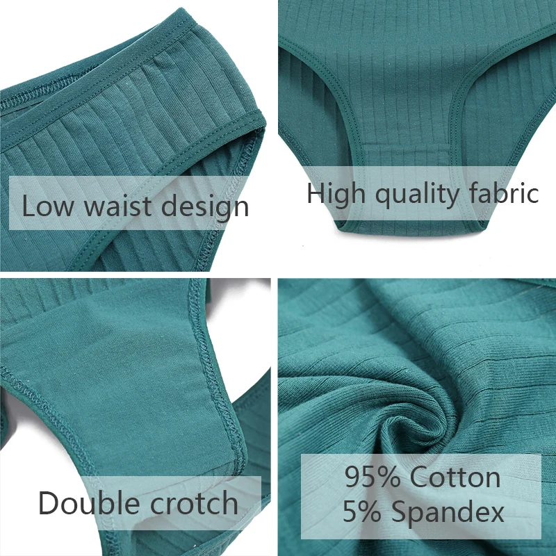 FINETOO 3 PZ/SET Mutandine di Cotone da Donna Mutande a Righe Morbide Slip Sexy di Colore Solido Femminile Comodo Stretch Lingerie M-XL