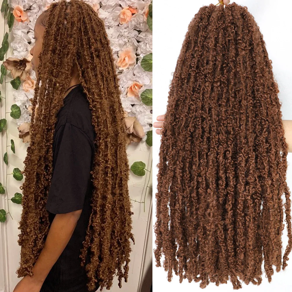18 24 36 дюймов бабочка Locs вязаные крючком волосы проблемные Locs вязаные косы грязные искусственные локоны плетение наращивание волос для женщин