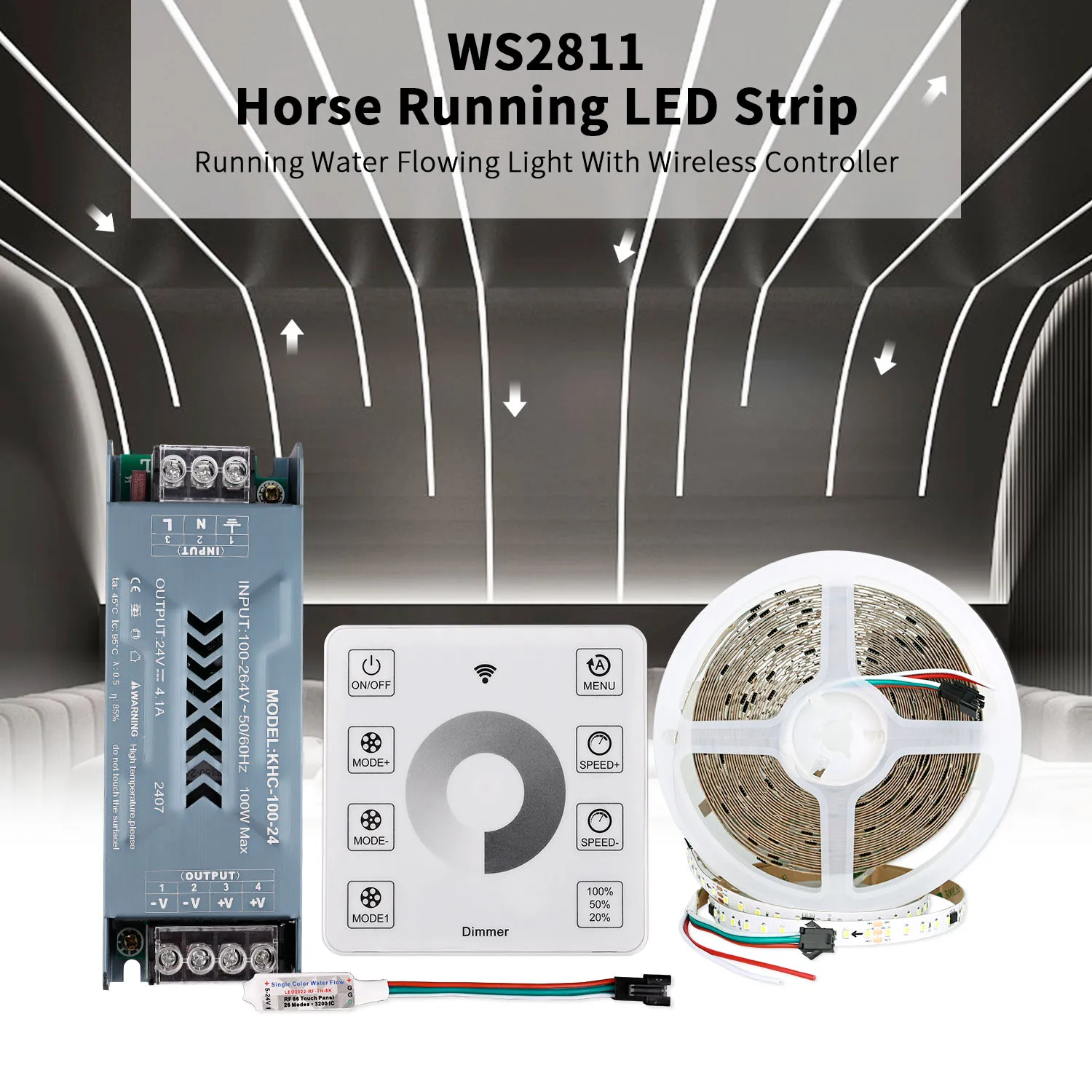 Tira de luces LED que fluye de agua corriente WS2811 de 10m SMD2835 juego de lámpara lineal Flexible direccionable de píxeles de carrera de caballos 120LEDs/m DC24V