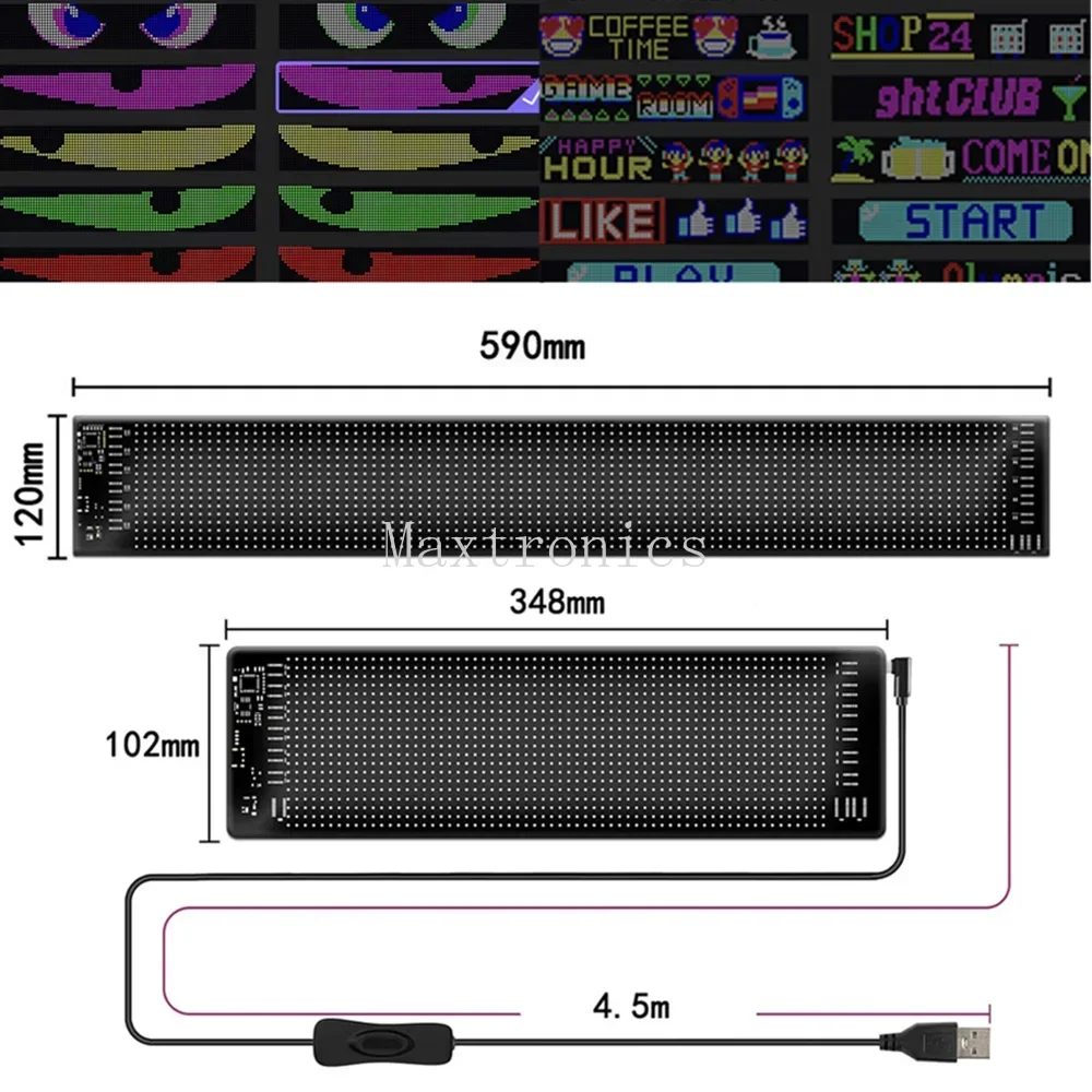 Wholesale Car Moving Eyes LED Display Light 5V USB RGB Sign Flexible Pixel Panel Trucks Car Window Devil Eyes Animation Screen