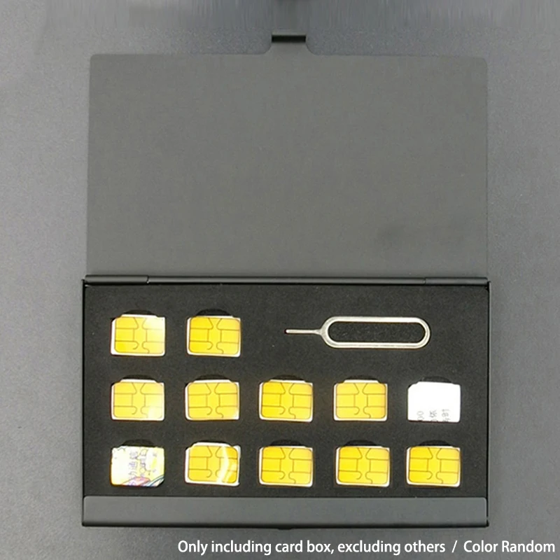 携帯電話用の黒いケース付きのポータブル収納ボックス,SIMカード用のユニバーサルカバー,アルミニウム製