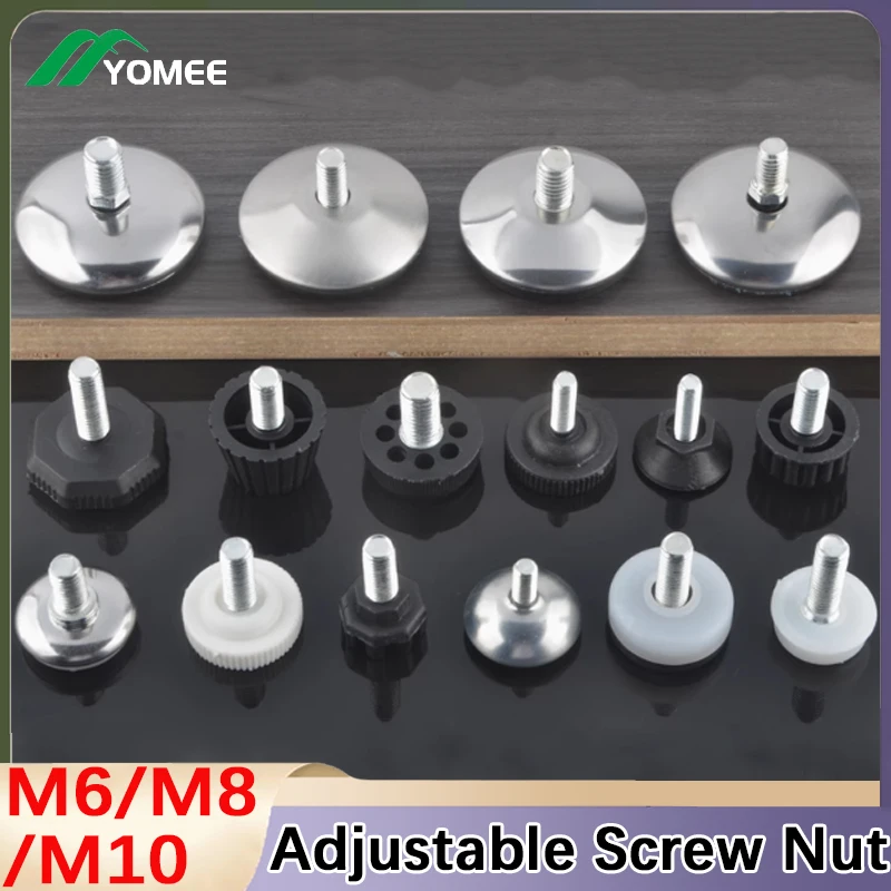 M10 M8 M6 Height Adjustable Screw Nut Floor Protector Leveling Table Chair Leg Feet Screw-in Base Sofa Bed Cabinet Table Pads