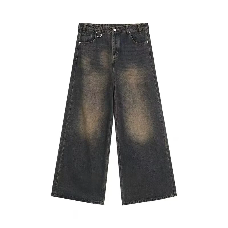 Summer Men Baggy Jeans Unisex Vintage American Style Straight Wide Leg Denim Pants Fashion Brand Hot Sale Casual Trousers