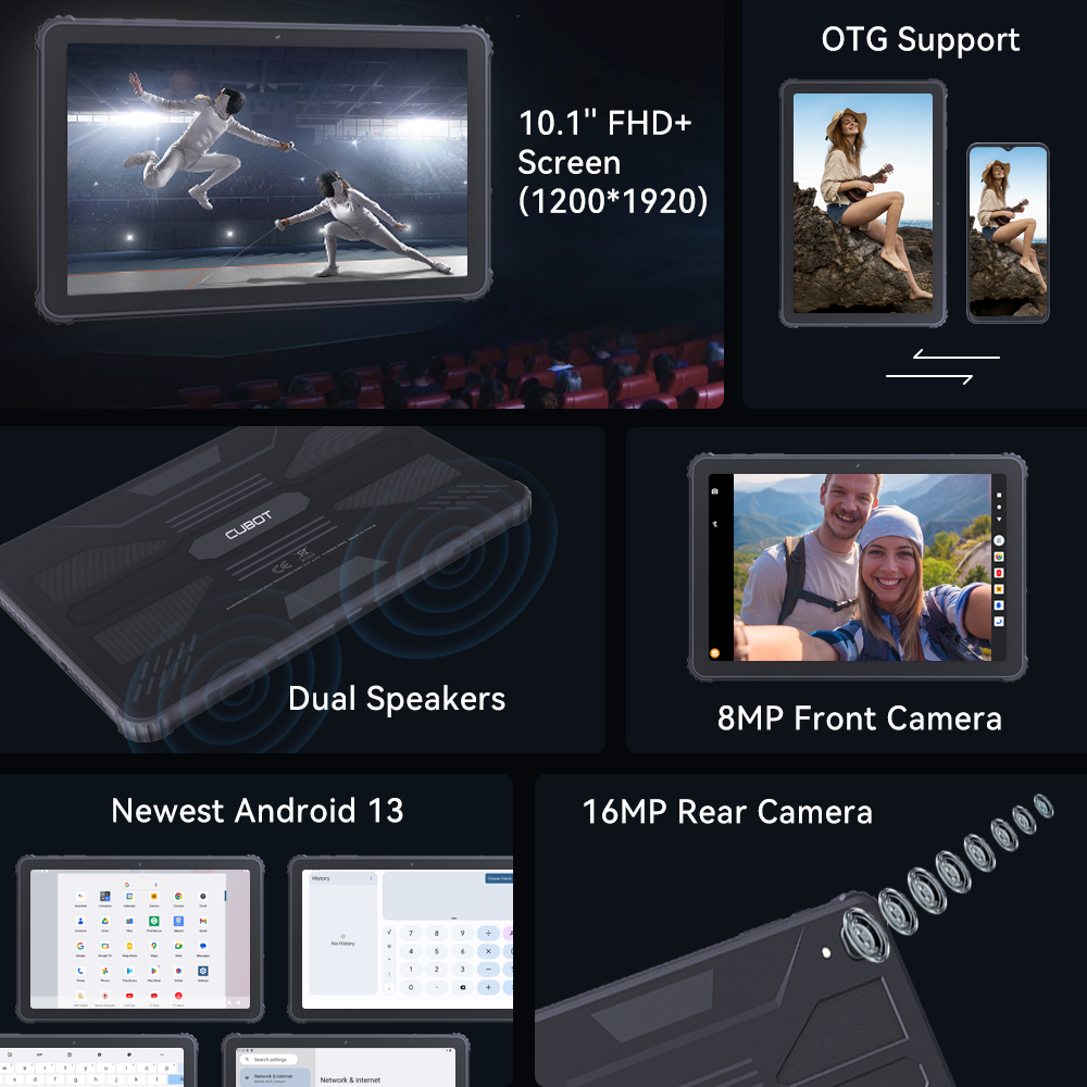 Cubot TAB KINGKONG, Tablet robusto Android 13, IP68 à prova d'água, 16 GB + 256 GB, Adicionar ao carrinho e coleção, chegando