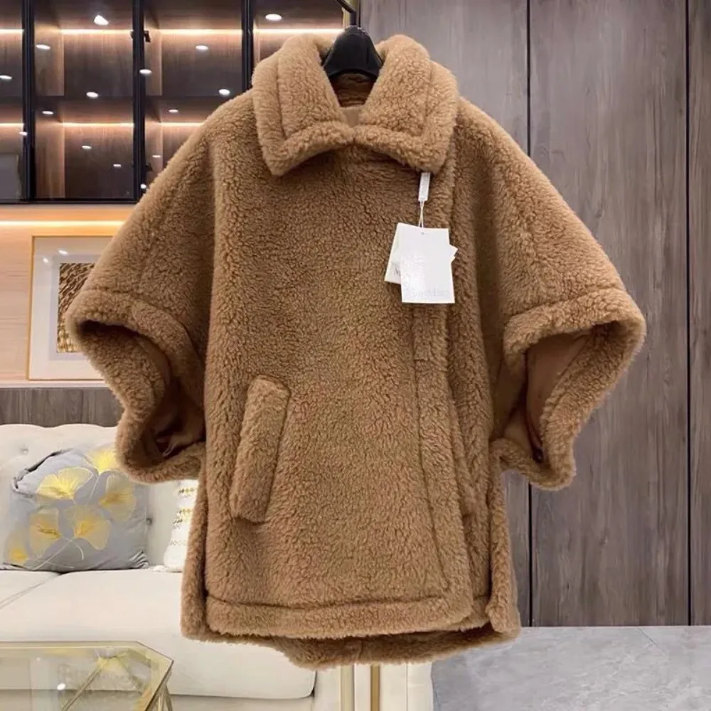 Oftbuy 2024 Winter echte Wolle Pelzmantel Frauen Mode Teddy Lady Streetwear Wolle Umhang dicken warmen Mantel Schaf Wolle Jacke