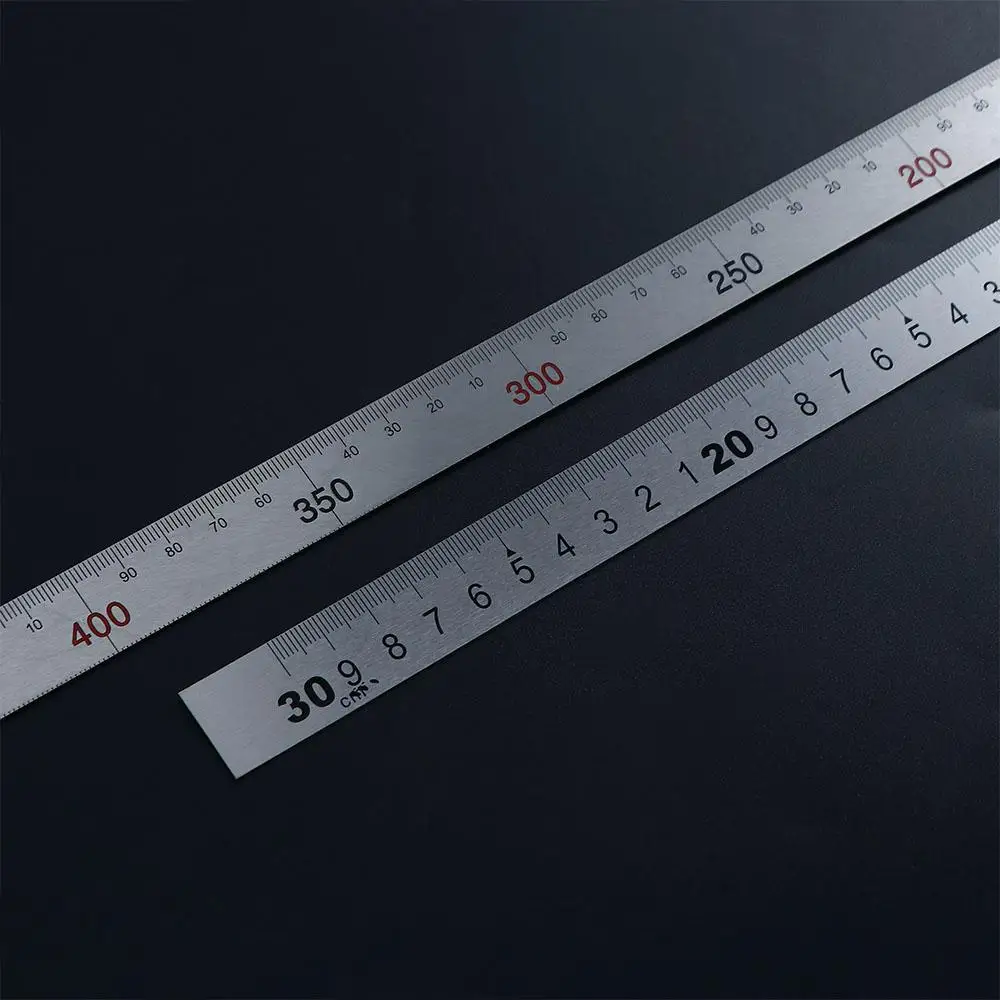 Strumento di misurazione bifacciale in acciaio inossidabile Materiale scolastico Righello a forma di L Righello angolare 90 Righello dritto Righello da 90 gradi