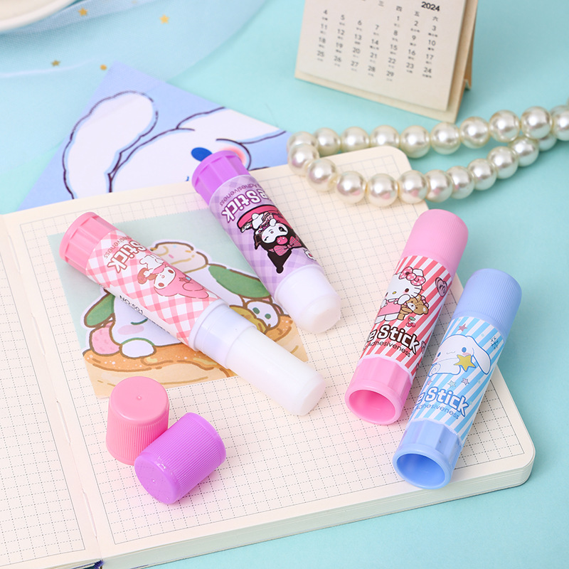 4/24pcs Sanrio Cartoon Solid Glue Stick Cute Kurome Melody Student DIY Solid Glue High Viscosity Stationery Gift