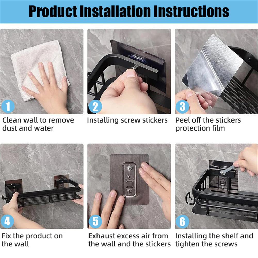 Prateleira sem perfuração de liga de alumínio, suspensão de parede oca, pia de banheiro, prateleira de armazenamento multifuncional