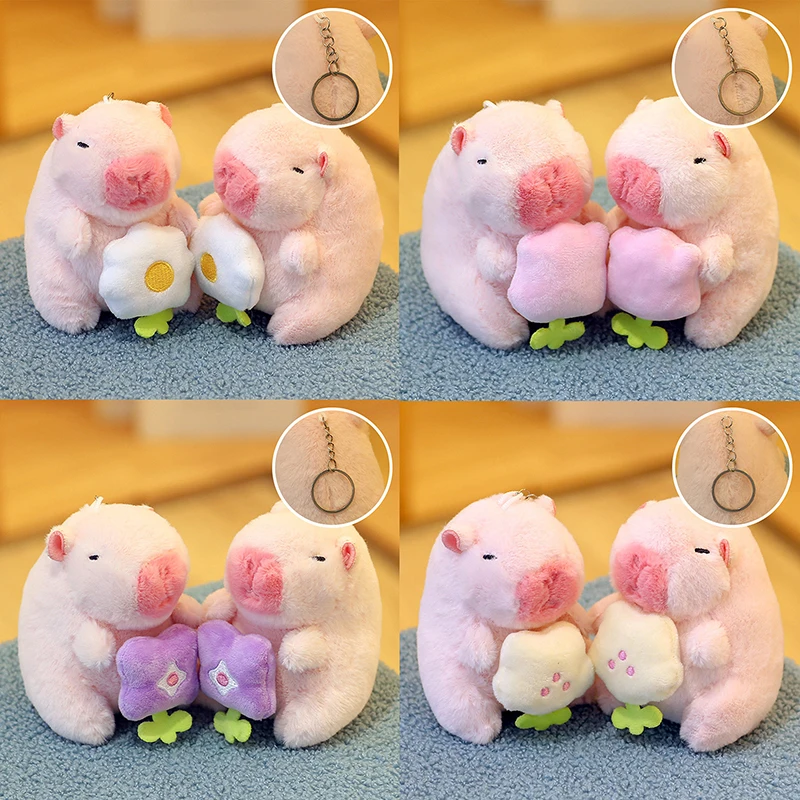 Capybara ตุ๊กตาผ้ากำมะหยี่ลายการ์ตูนพวงกุญแจตุ๊กตานุ่มนิ่มตุ๊กตายัดไส้พวงกุญแจห้อยกระเป๋าพวงกุญแจถุงรถพวงกุญแจของขวัญสำหรับเด็ก
