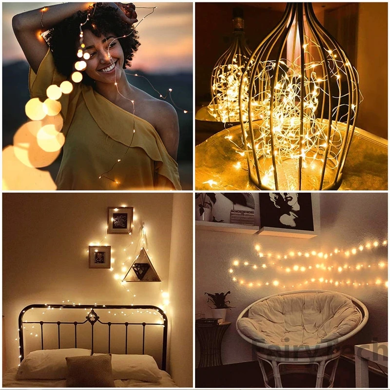 3 metros 10 unids/lote con batería de cobre guirnaldas de luces Led 30 Leds con pilas cadena de luces LED decoración del banquete de boda de Navidad