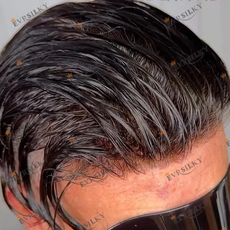 1b40 1b65 cinza cabelo humano masculino peruca indetecatble 0.1mm base do plutônio homem perucas substituição natural linha fina prótese capilar
