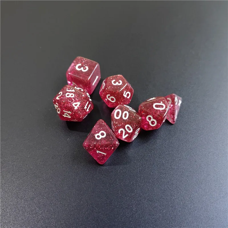 透明なフラッシュポイントタイスセット、両面ダイス、trpg、ダンジョンおよびドラゴズゲーム、アクリル、新しい、d4、d6、d8、d10、d12、d20、7 pcs、1セット