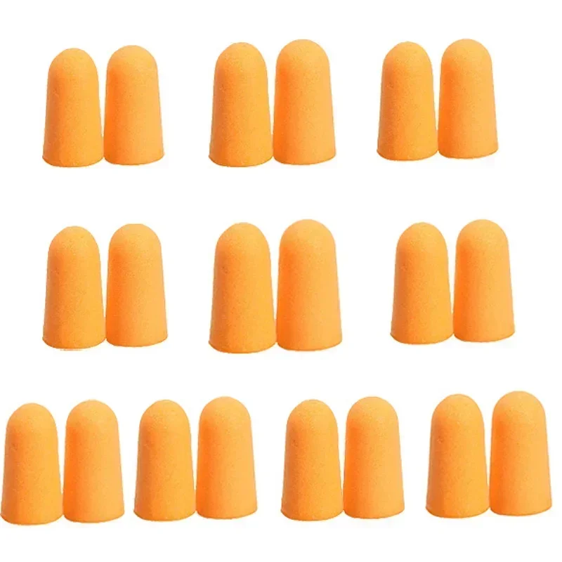 MOONBIFFY 10 pares de tapones para los oídos de espuma naranja suave, tapones para los oídos cónicos para viajes, sueño, prevención de ruido, reducción de ruido para viajes y dormir