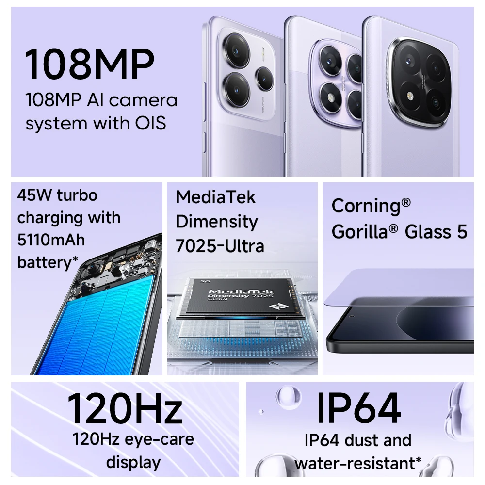Estreia mundial redmi note 14 pro 5g versão global smartphone dimensão 7300-ultra nfc 200mp câmera 1.5k 120hz display amoled