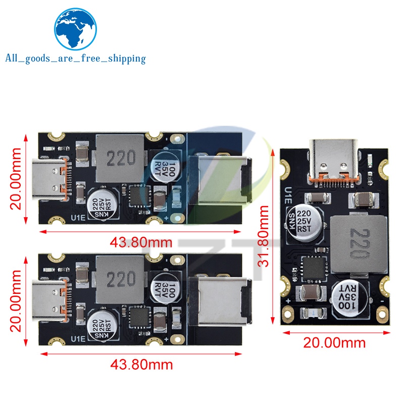 TZT QC4.0 QC3.0 tipo C USB PD65W módulo adaptador de carga rápida DC8-32V 3.25A 65W módulo reductor para Huawei SCP/FCP Apple PD