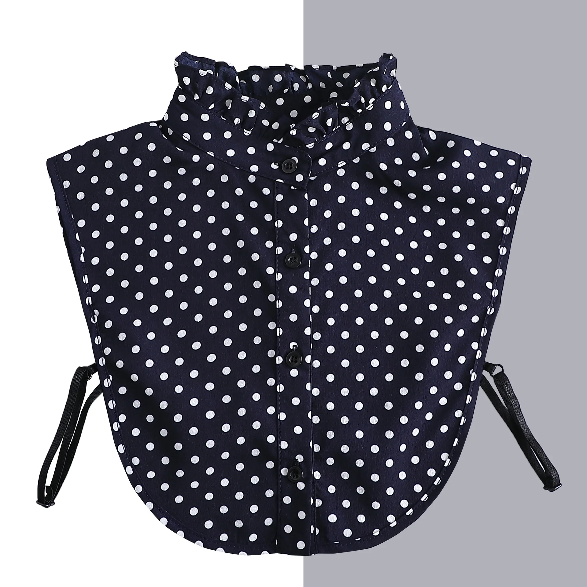ผ้าฝ้ายด้านหน้า Tie สําหรับผู้หญิง Polka Dots ปลอม Laides Lapel ที่ถอดออกได้เสื้อหญิงปลอมสร้อยคอชุดตกแต่ง