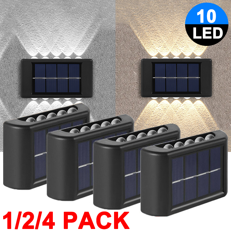 10LED appliques murales solaires extérieur étanche sécurité éclairage LED pour jardin cour clôture décor lampes