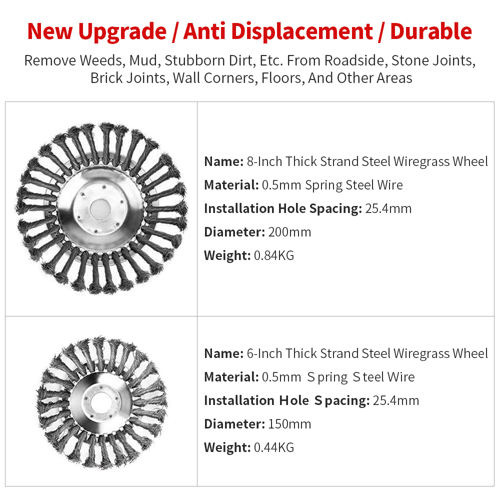 Disco da diserbo per tosaerba Ruota da diserbo in filo da 8 pollici Attrezzo da giardino Accessori per tosaerba Filo ritorto Tipo di disco Ruota in filo metallico