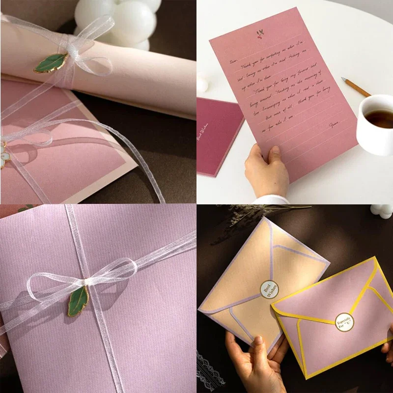 12 ピース/セットイン花封筒かわいいレターパッド DIY ウェディングパーティー招待状カード封筒ステッカー付き韓国文具
