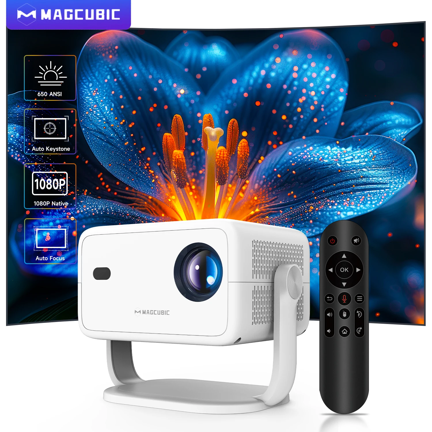 Magcubic Native 1080P 650ANSI 4K Android11 L018 Projector With Auto Keystone Correction Focus Wifi6 BT5.2 Portable Movie Outdoor