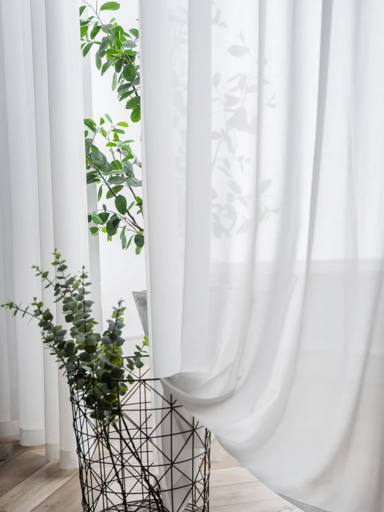 S Gấp Lượn Sóng Màn Siêu Mềm Tuyết Nguyên Chất Cửa Sổ Voan Sóng Rèm Cửa Cho Phòng Khách Lớn Voan Sheer Voile phòng Ngủ