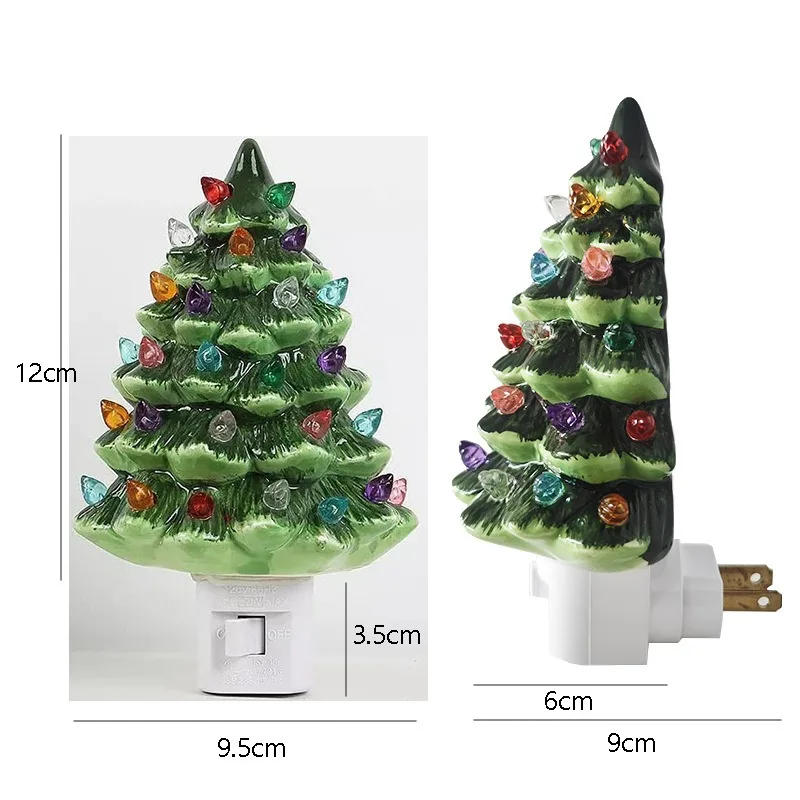 Ceramic Christmas Tree Night Light Bedside Light Christmas Holiday Crafts