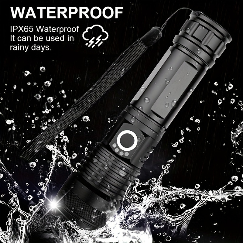 Torcia a LED ad alta potenza Zoom telescopico Lampada a LED ricaricabile portatile Faretti di emergenza Torcia da campeggio