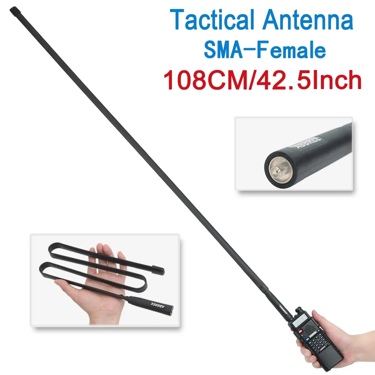 ABBREE Antenna tattica CS pieghevole SMA femmina 144/430Mhz per Baofeng UV 5R UV82 UV 13 PRO BF 888S Quansheng UV K5 Radio