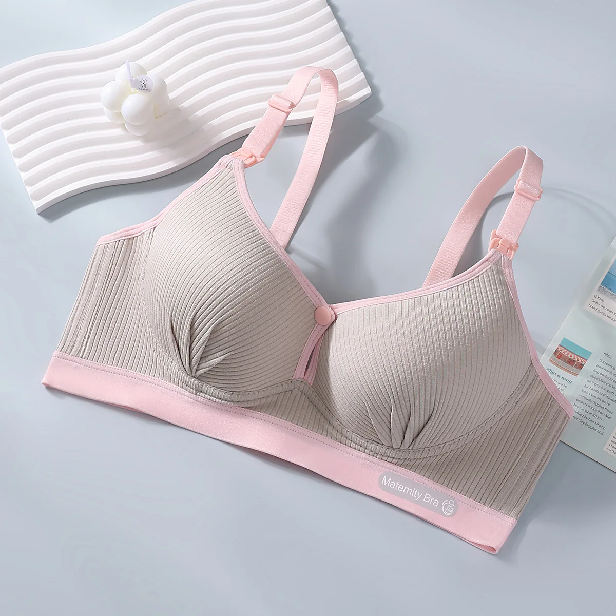 Sutiã de enfermagem respirável sem costura feminino para todas as estações push-up puro algodão sem underwire pijamas para grávidas