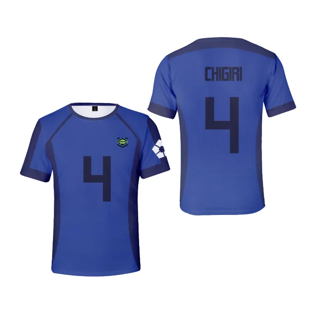 2024 azul bloqueio t camisa anime time de futebol 3d impresso solto camiseta casual moda manga curta camiseta masculina para crianças camisetas