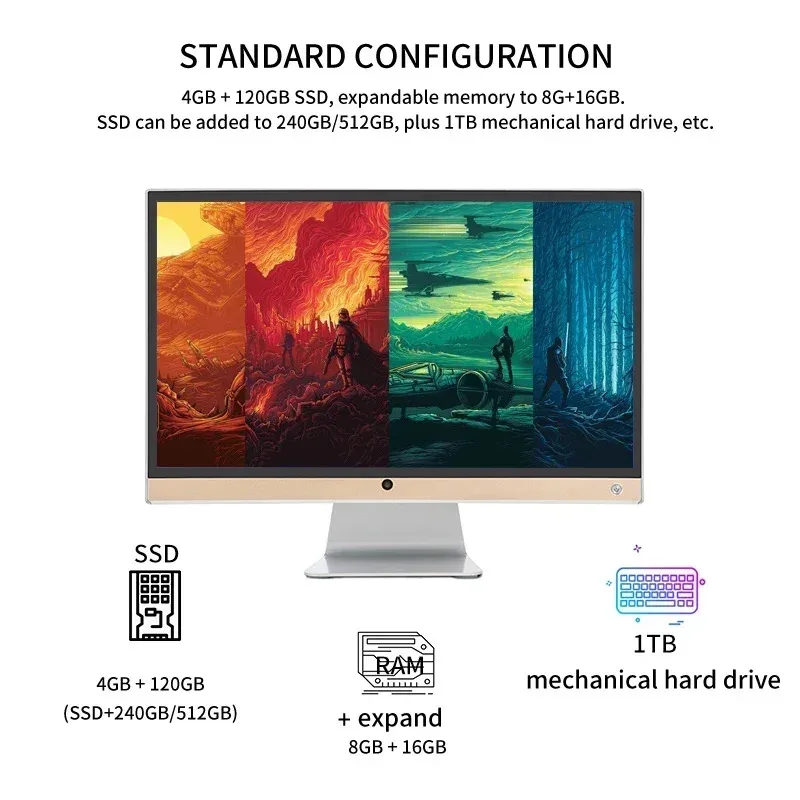 Good Quality 24 Inch Gaming pc Full Setup all in one Desktop Computer OEM 8GB/256GB all in one pc