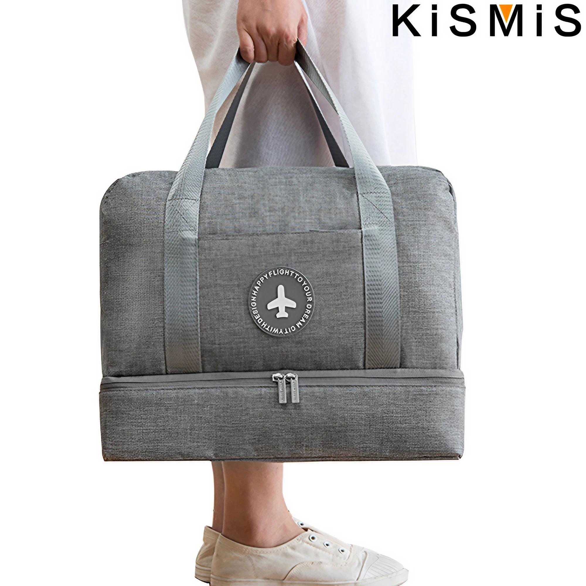 KISMIS Reise-Aufbewahrungstasche, Trocken- und Nasstrenntasche, tragbare Strandtasche, Schwimmen, Fitnesstasche, Aufbewahrungstasche