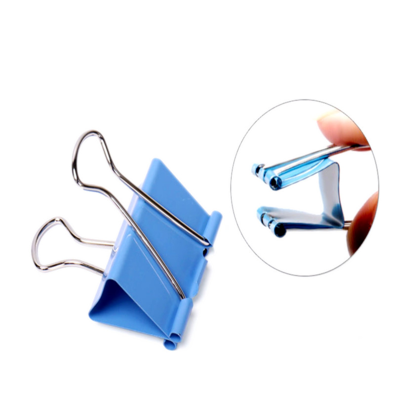 50 Pcs Wholesale Office Supplies Trumpet 19mm Color Binder Clips Dovetail Bills Clip 40 Boxed
