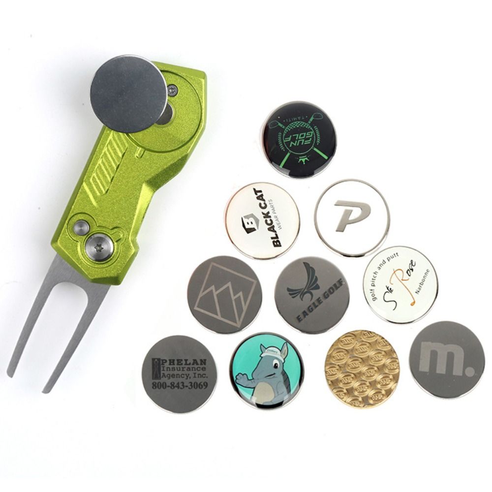 Switchblade Golf Divot Repair Tool Ball Marker Aluminum Alloy Mini Golf Divot Tools Foldable Button Golf Green Fork