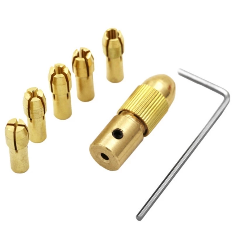 7 ชิ้น/เซ็ตทองเหลือง Collet Mini เจาะ Chucks สําหรับมอเตอร์ไฟฟ้าเพลาเจาะเครื่องมือ Bit Chuck Adapter Quick Release Keyless Bit Adapt