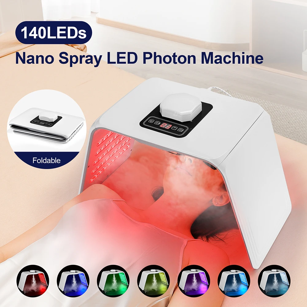 7 色 LED フォトンマシンナノスプレー美容サロン家庭用顔ボディ LED マスク PDT マシン皮膚水和スパスキンケア