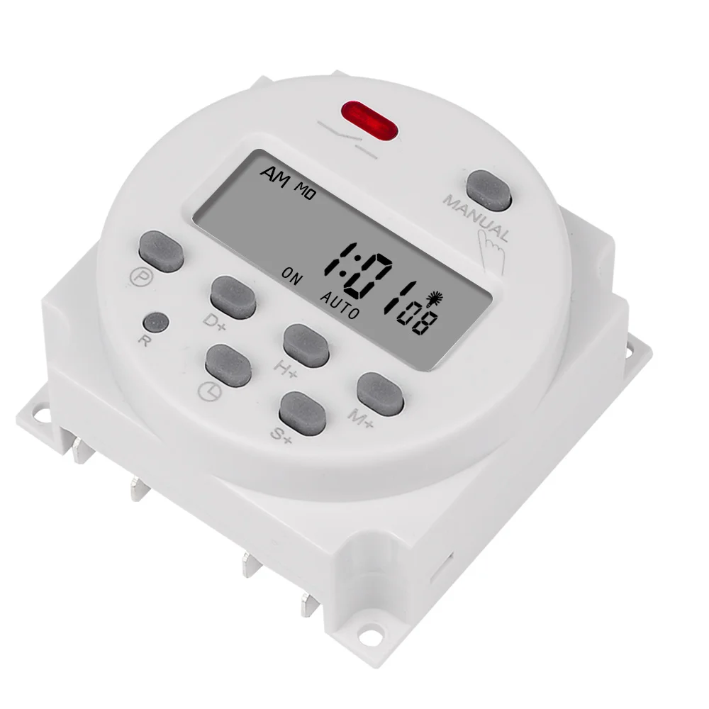 Intervalo de 1 segundo 5V 12V 24V 110V 220V interruptor temporizador Digital LCD 7 días programador de relé de tiempo programable semanal CN101S