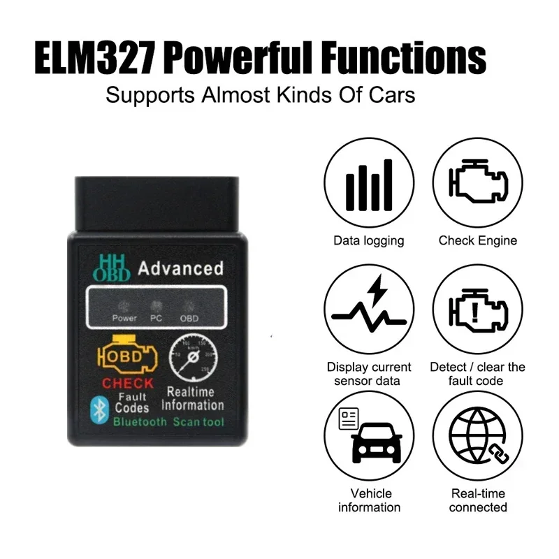 Bluetooth elm327 obd2 leitor de código de carro scanner v1.5 detector de falhas verificar ferramentas de diagnóstico automotivo do motor para ios/android/pc