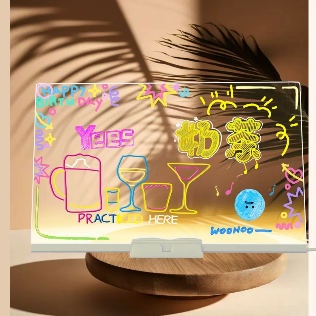 DIY Acrylic Fluorescent LED Light Board Glow Erasable Message Sign Whiteboard