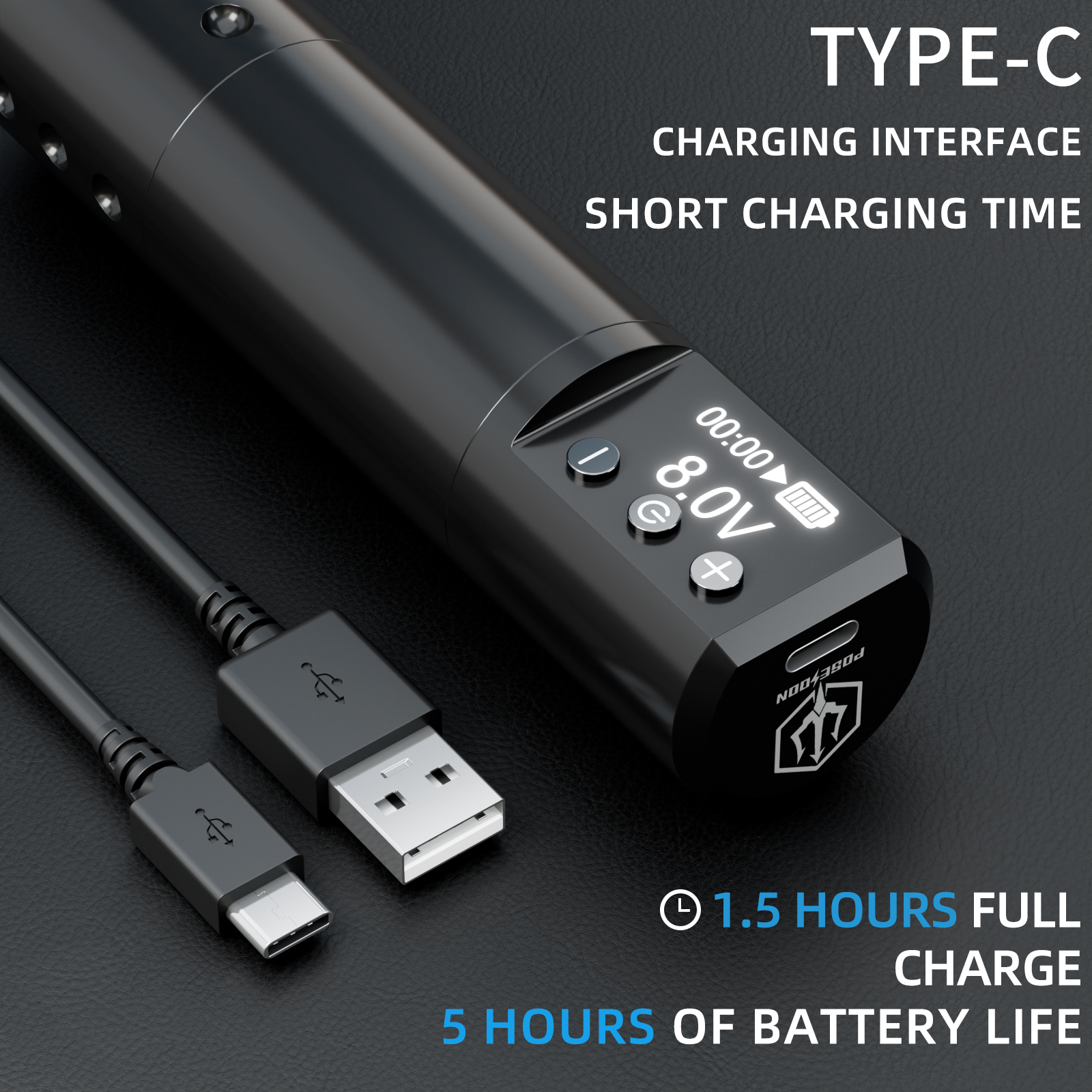 POSEIDON ชุดปากกาสักโรตารีไร้สายชุดเครื่องสัก Coreless มอเตอร์คุณภาพสูง Tattoo Gun Kit สําหรับศิลปินสัก