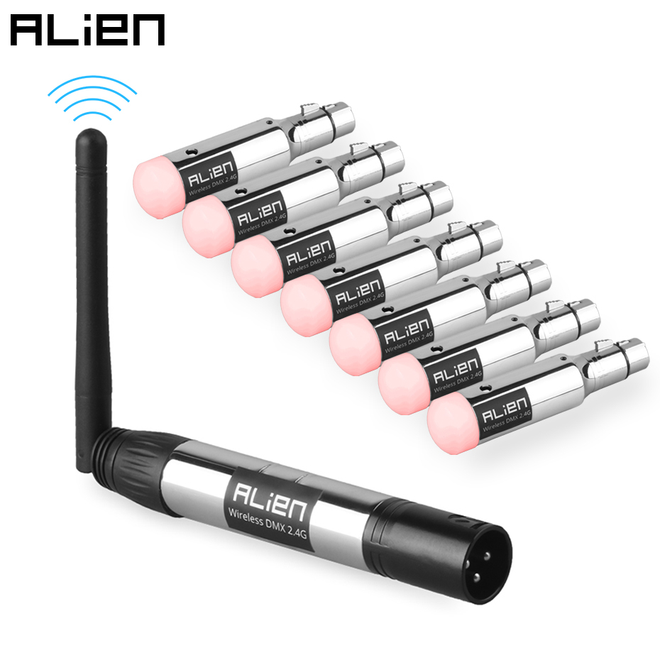 ALIEN 2,4G ISM DMX512 Контроллер Dfi Перезаряжаемый беспроводной приемник Встроенный аккумуляторный передатчик 3-контактный XLR для сценических светильников DMX