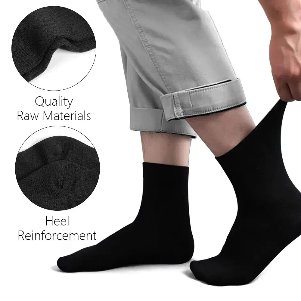 Paquete de 3/5/10 calcetines a media pantorrilla para hombre, calcetines cómodos, puños antideslizantes, ideales para uso diario, trabajo, informal, uso en 4 estaciones, colores sólidos
